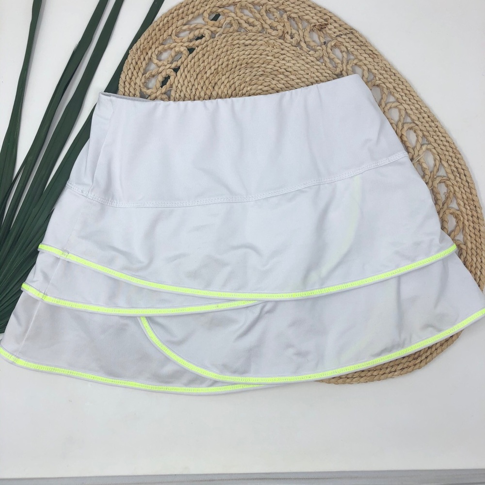 Lucky in Love Girls Tennis Skort White Green Sz M